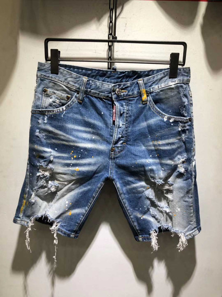 Italian fashion brand D jeans men torn jeans torn copper D2 jeans men short trousers ruffled boy D78