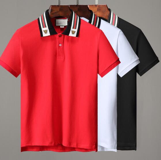 2019 Brand Designer Polo Shirt men's short sleeved T-shirt Fashion cat snake Cotton polo shirt men Medusa tiger snake bees Casual shirt