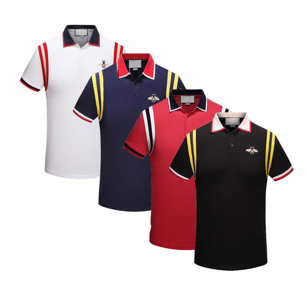 18ss brand new Luxury designer casual men polo t shirt snake bee floral embroidery mens polos High street fashion polo shirts men