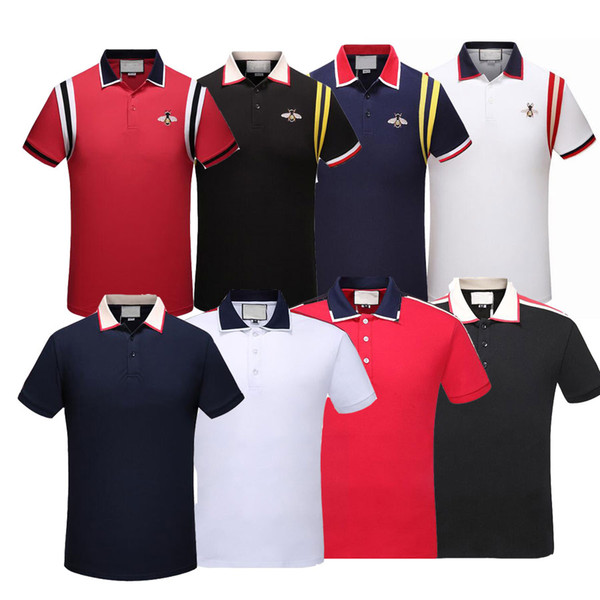 2018 brand new Luxury designer casual men polo t shirt snake bee floral embroidery mens polos High street fashion polo shirts men