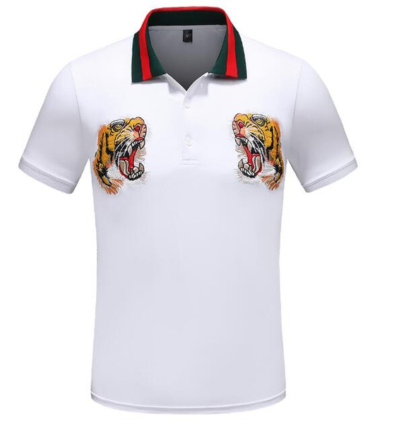2019 Brand Designer polos shirt mens Summer Short Sleeve Cotton Polo With Embroidered tiger men Casual 3g Luxury Medusa tees t-shirt