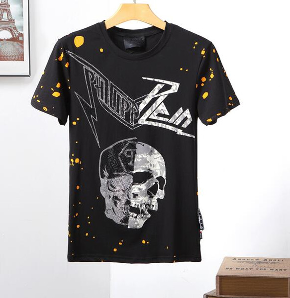 Fashion Germany Brand Designer Men Summer short sleeve T shir P.L.N PP Hot drilling Hip hop Streetwear Medusa t-shirts cotton tops tees
