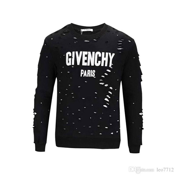 2018 Summer Street wear Europe giv Paris Fashion Men High Quality Big Broken Hole Cotton Tshirt Casual Women Tee T-shirt