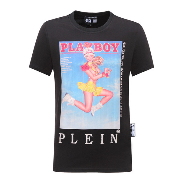 NEW 2019 Fashion Germany Brand Designer Men Summer short sleeve T shir Play Mens Boy PP Hot drilling Hip hop t-shirts cotton tops tees