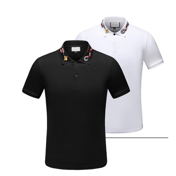 brand new Luxury designer casual men polo t shirt snake bee floral embroidery mens polos High street fashion polo shirts men