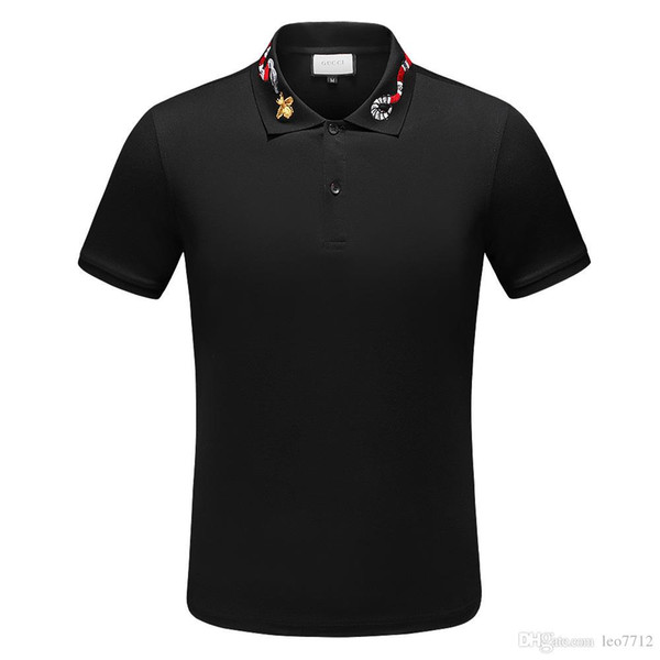 2018 Summer New Fashion Brand Men Short-Sleeved Polo Shirts Cuffs Collar Geometric Pattern Letter Printing Medusa Casual Polo Shirts