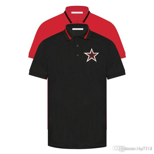 2018 Italian designer new men's casual short-sleeved T-shirt fashion lapel POLO shirt embroidery five-star patch POLO shirt