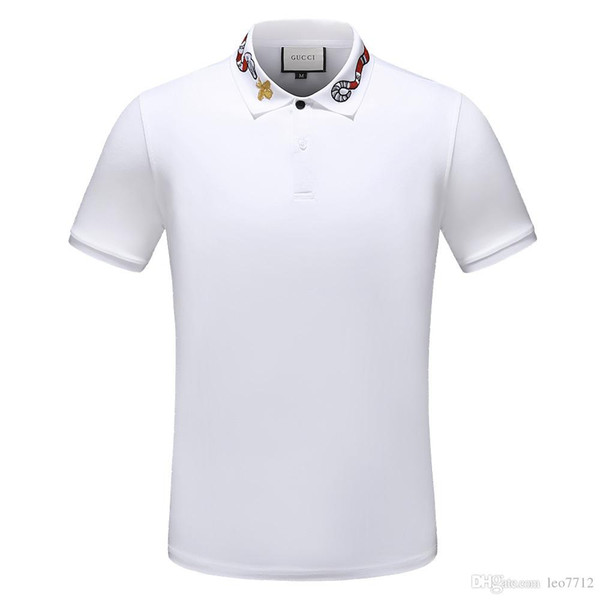 Men's casual striped T-shirt 2018 new fashion lapel POLO shirt luxury designer brand embroidery printing cotton high-quality T-shirt