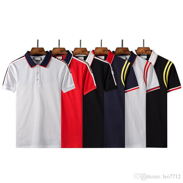 New Luxury Brand embroidery t shirts for men Italy Fashion poloshirt shirt men High street Snake Little Bee Tiger print mens polo shirt