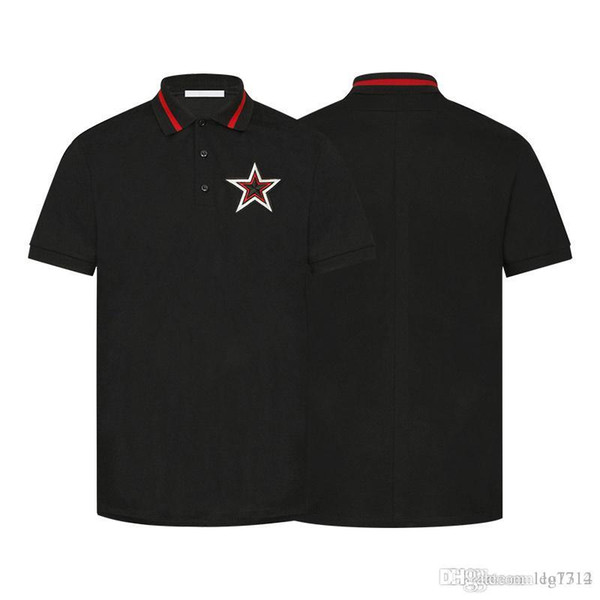 Men's business striped T-shirt 2018 new fashion lapel POLO shirt luxury designer brand animal embroidery printing casual T shirt