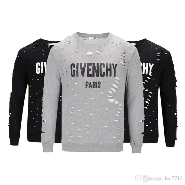 18ss Brand design Summer Street wear Europe Paris Fan Made Fashion Men High Quality Broken Hole Cotton Tshirt Casual Women Tee giv T-shirt