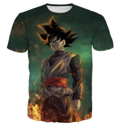 Sondirane New Fashion Womens/Mens Classic Anime Fire Black Goku Funny 3D Print T-Shirt Short Sleeve Casual Tops Summer Tees