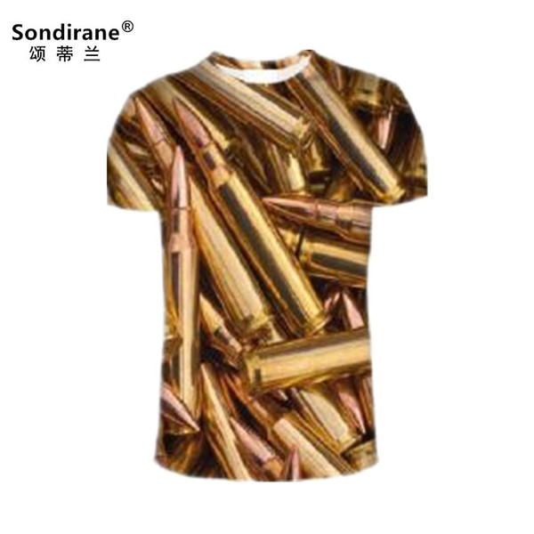 Sondirane Design Summer Women/Men Bullet 3D Graphic Print T Shirts Casual Short Sleeve T-Shirt Hip Hop Style Tops Crewneck Tees