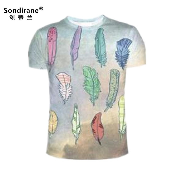 Sondirane Design Summer Women/Men's Feather 3D Print T Shirts Casual Short Sleeve Hip Hop Tops Quick Dry Tee Shirt Plus Size 6XL