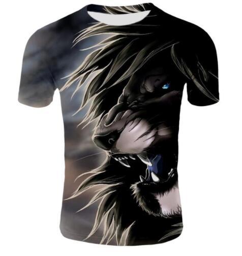 Sondirane Fashion Mens Clothing 3D Print Animal Lion Funny T Shirts Summer Quick Dry Tops Short Sleeve Tees Hip Hop Tees