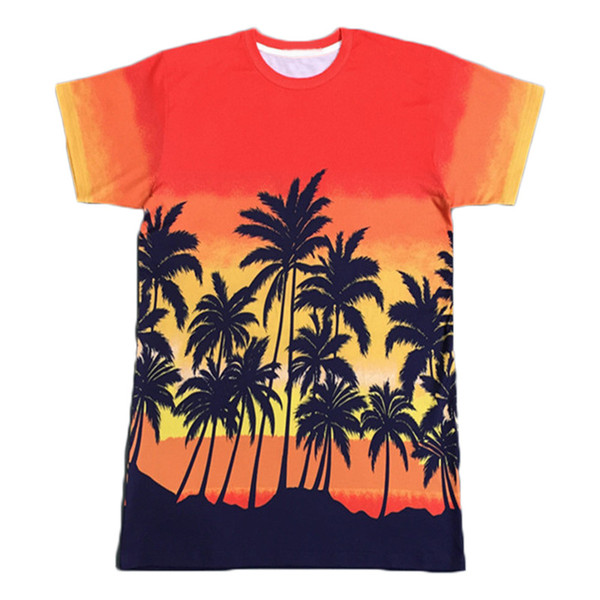 Hot Style Men/women New Fashion 3d Printing Coconut Tree Orange T Shirt Casual Short Sleeve T-shirt Hip Hop Tops Tees Wholesale