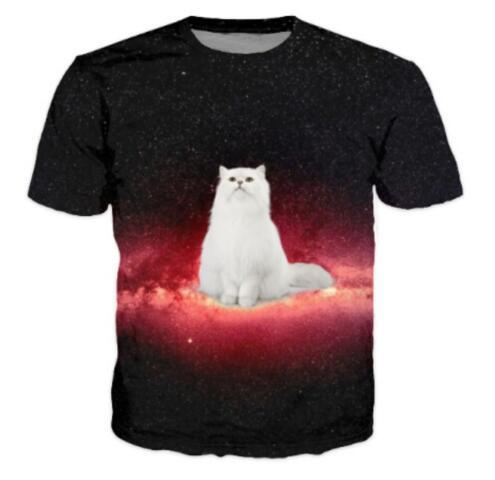 Space Galaxy Cat Funny 3D Print Casual T-Shirt Design Men and Women Short Sleeve T Shirts Hip Hop Style Tops Comfortable Clothes