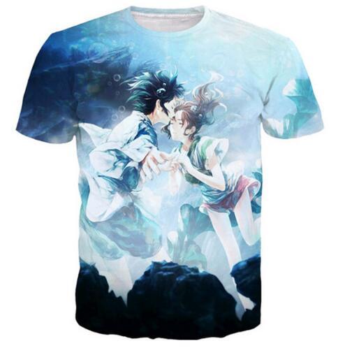 New Fashion Women/Men T Shirts 3D Print Cartoon Romantic Spirited Away Funny T-Shirt Cool Design Short Sleeve Hip Hop Tops Tees