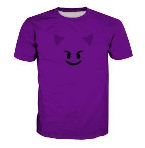 Summer 3D Purple Devil Expression Digital Printed Short Sleeved T-shirt Comfortable Hip Hop Street Tops Tees Casual Clothing 6XL