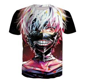 Newest 3D Print Tokyo Ghoul Graphic T Shirts Design Short Sleeved T-shirt Funny Men And Women Clohthing Hip Hop Tops Plus Size