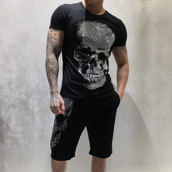 PP FRIEND New Mens Designer T shirt Luxury Paris fashion Tshirts Summer Women Rhinestone Skull T-shirt Male Top Quality 100% Cotton Top Tee