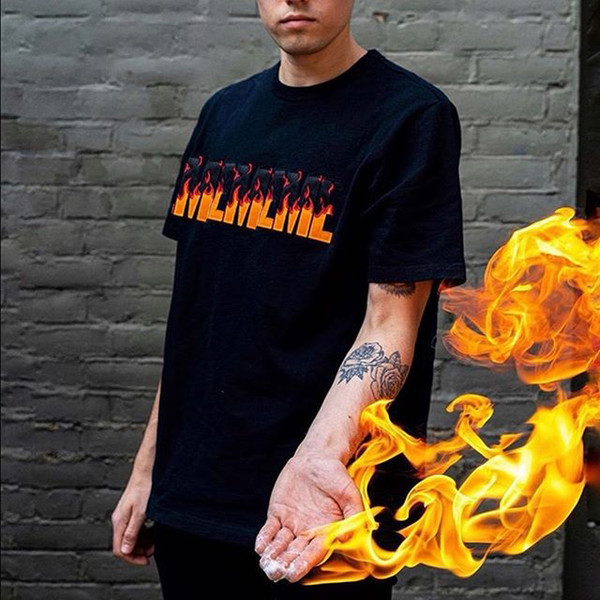 Box Logo 2020SS Flame logo T-shirt Mens short sleeve T-shirt Women Cotton Casual Hip Hop Highstreet T Shirt Black White S-XL