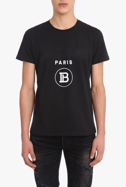 Mens Designer T shirt white cotton T-shirt with black PB Paris logo Summer Women Pattern T-shirt Male Top Quality 100% Cotton Top