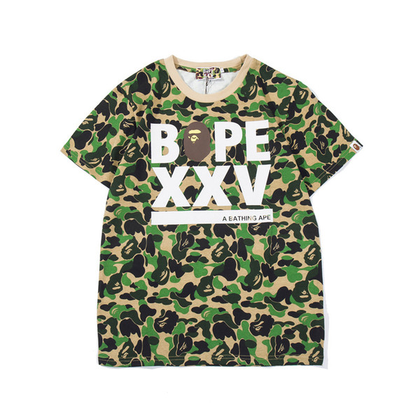 Bape Mens Designer T Shirt Fashion Mens Short Sleeves A Bathing Ape High Quality Cotton T Shirt Tees 3 Colors Size M-2XL