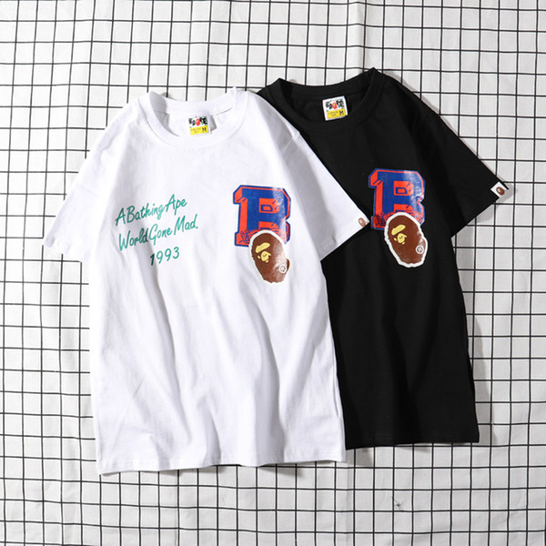 Bape Brand New Mens Designer T Shirt BapeCasual Short Sleeves Ape Head Men Women High Quality Tees Size M-2XL