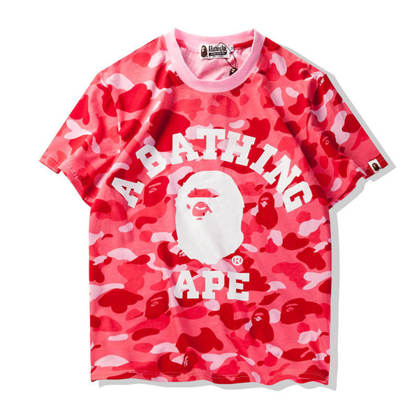 Bape Mens T Shirt Fashion Mens Women Designer Short Sleeves A Bathing Ape Men High Quality Cotton T Shirt Tees 4 Colors Size M-XL