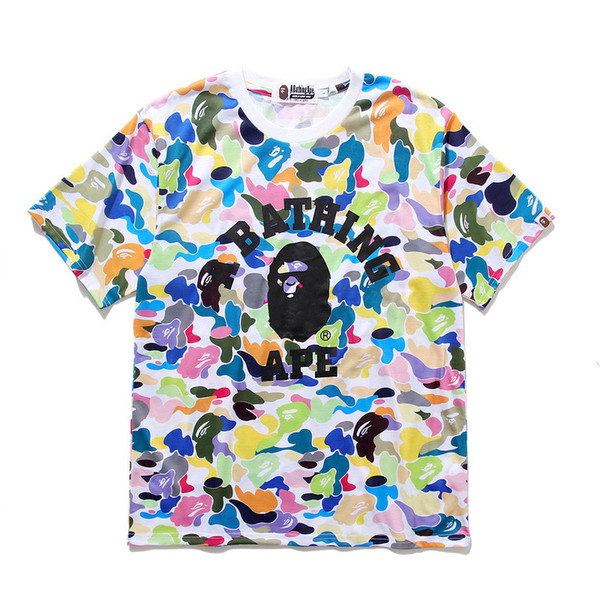 Bape Mens Designer T Shirt Short Sleeve Mens Designer Candy Colored Camouflage Round Neck Short Sleeve Men Women Designer Tees