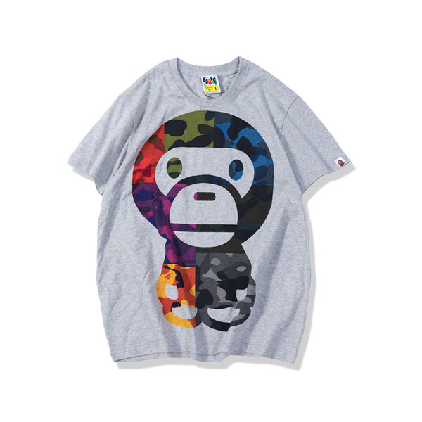 Bape Designer T Shirt Bape Monkey Print Short Sleeves Mens Designer T Shirt Men Women High Quality Hip Hop Tee