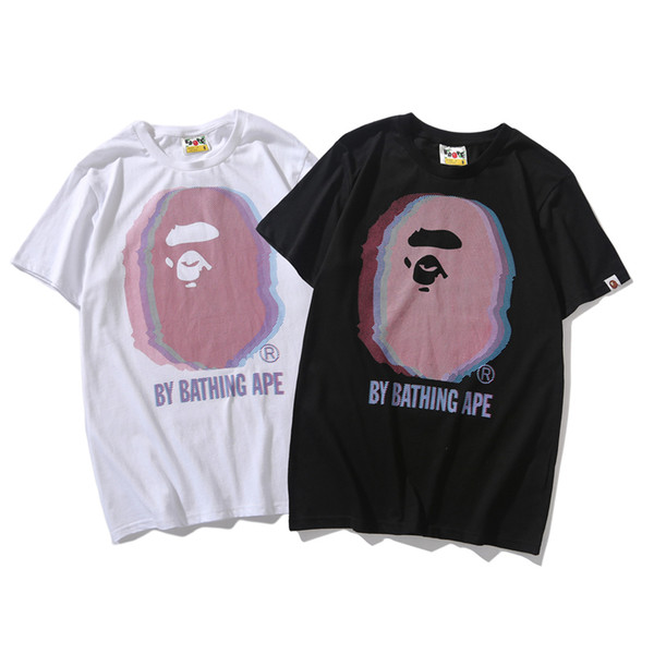 Bape Mens T Shirt Mens Women Designer T Shirt Apes Head Printed Bape Men Hip Hop Tee