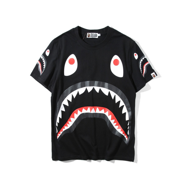 19ss Bape Designer T Shirt Mens Women High Quality T Shirt Catoon Shark Printing Mens Cotton Casual Tees S-2XL