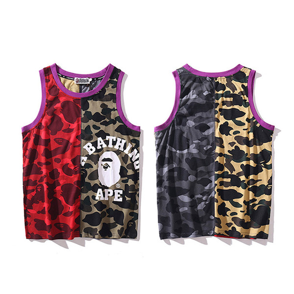 Bape Designer T Shirt Mens Summer High Quality Sleeveless Tees Mens Cotton Casual Short Sleeve Multicolor Stitching Vest