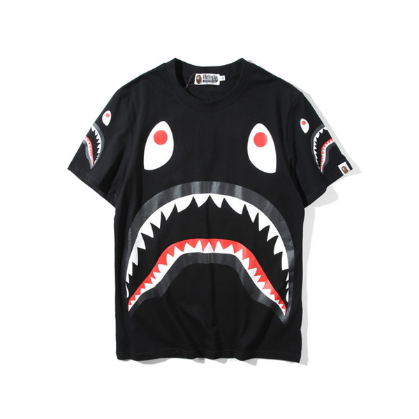 19ss Bape Designer Mens T Shirt Mens Women High Quality Short Sleeves Luxury Mens Cute Shark Printing Tees Size M-2XL