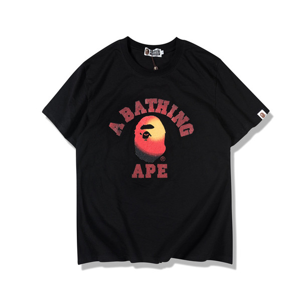 Bape New Fashion Mens Designer T Shirt Mens Casual Short Sleeves Summer Couples High Quality Tees Gradient Print