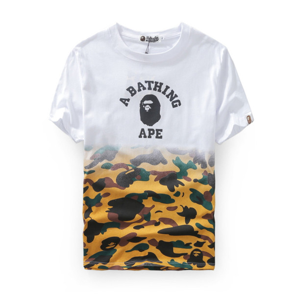 Bape Designer Mens T Shirt Mens Women High Quality Short Sleeves Stitching White Camouflage Color Tees Size M-2XL