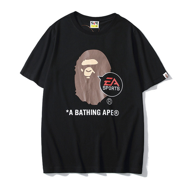 Bape Mens Designer T Shirt Bape Designer T Shirt Black White Men Women Hip Hop Tees M-2XL