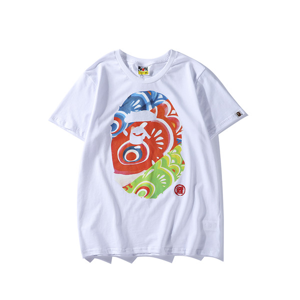 19ss Bape Mens T Shirt Fashion Women Designer T Shirt Ape Head High Quality Tees White Size M-2XL