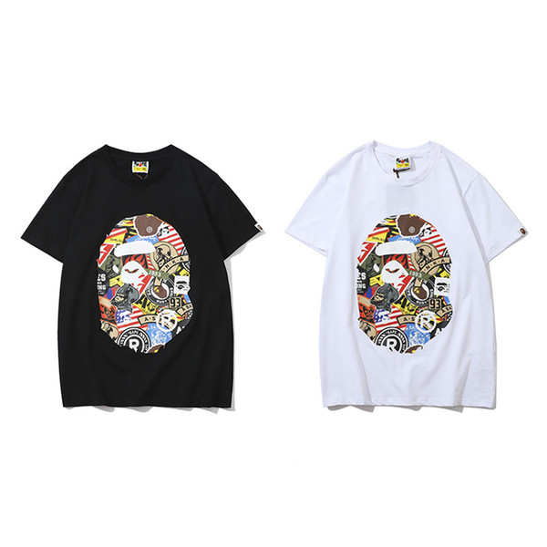 BAPE Mens T Shirt Fashion Men Women Designer Summer Short Sleeves Black White High Quality CottonTees