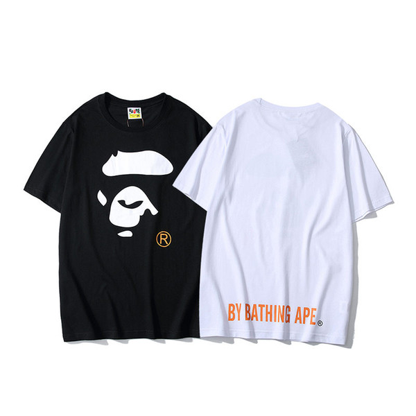 Bape Mens Designer T Shirt Mens High Quality Short Sleeves Ape Head Men Women Couples Casual Tees Black White Size M-2XL