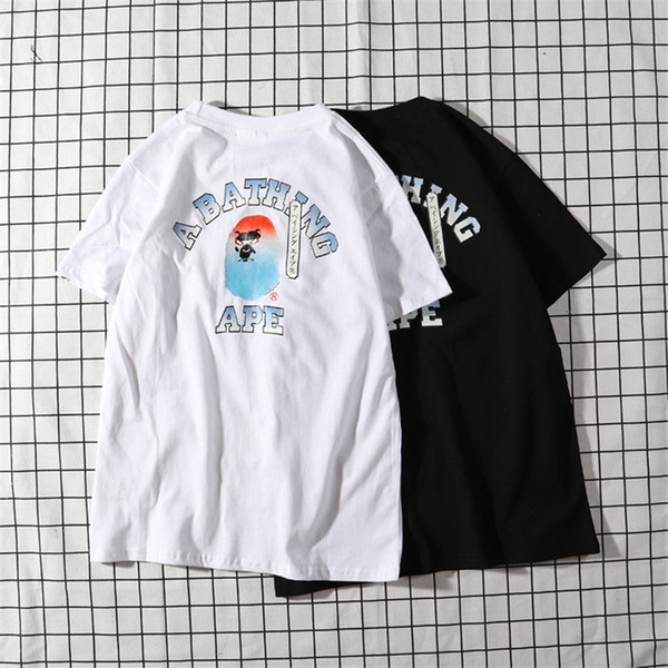 Bape Mens Designer T Shirt Fashion Mens Short Sleeves A Bathing Ape High Quality Cotton T Shirt Tees 2 Colors