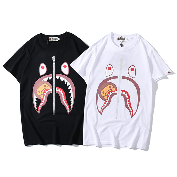 Bape Designer Mens T Shirt Mens Women High Quality Short Sleeves Monkey In The Shark Mouth Size S-2XL