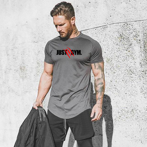 Summer New mens gym T shirt Fitness Bodybuilding Fashion Male Short Mesh Quick Dry clothing Brand Solid color Tee Tops