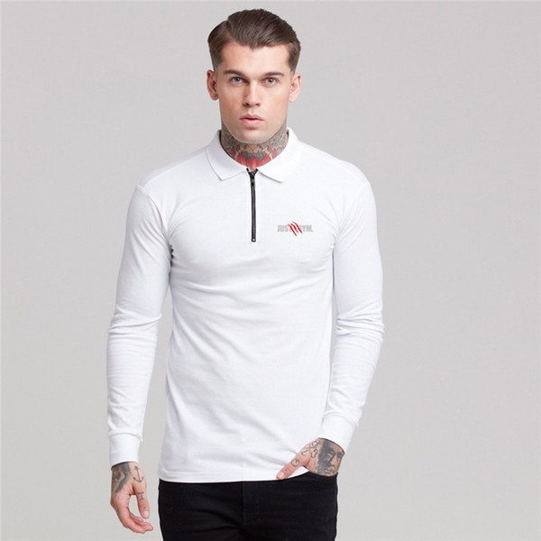 Spring Long Sleeve Polo Shirt men Turn-over Collar fashion casual Slim Fit Breathable Solid Color Business polos shirt