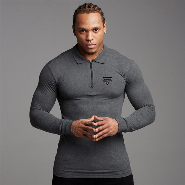 Mens Polo Shirt Brand Gym Clothing 2020 Long Sleeve Autumn Shirt Man Black Cotton Poloshirt Men Plus Size Fitness Polo Shirts