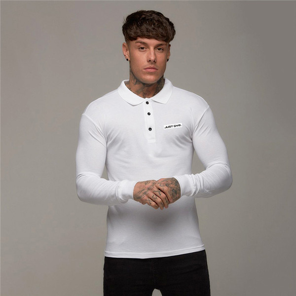 High Quality Men Polo Shirt Mens Long Sleeve Solid Slim Fit Polo Shirts Cotton Fitness Polos Popular Casual Sportswear Plus size