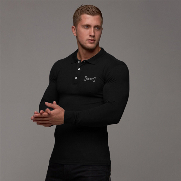 Men's Autumn Winter New Polo Shirt Men's Business Casual Solid Color Polo Shirt long-sleeved Gym Fitness Polo Shirt Men's Brand Clothing