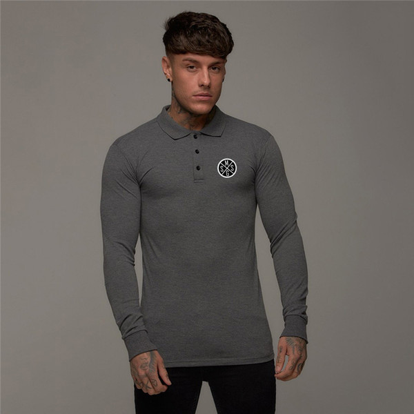 High Quality Compression Polo Shirts Men Bodybuilding Sportswear T-shirt Long Sleeve Top Gym T Shirt Men Fitness Tight Polo Shirt